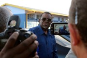 Namibian President Hage Geingob arrives to cast his vote in the country’s election, Windhoek, Namibia, Nov. 27, 2019 (AP photo by Brandon van Wyk).