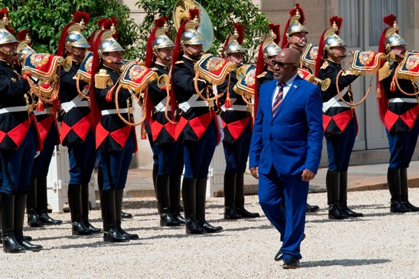 Comoros’ president, Azali Assoumani, arrives for a meeting at the Elysee Palace in Paris, France, July 22, 2019 (photo by Pierre Villard for Sipa via AP Images).