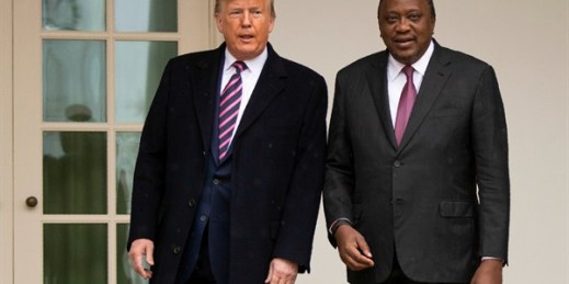 President Donald Trump and Kenyan President Uhuru Kenyatta at the White House, Feb. 6, 2020, in Washington (AP photo by Manuel Balce Ceneta).