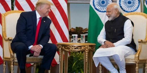 U.S. President Donald Trump and Indian Prime Minister Narendra Modi meet at Hyderabad House, New Delhi, India, Feb. 25, 2020 (AP photo by Alex Brandon).