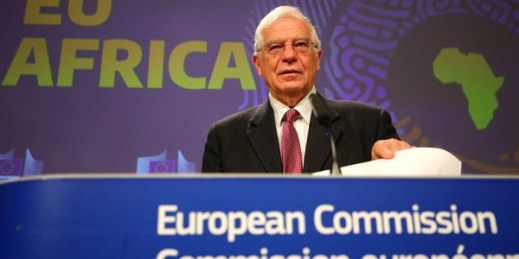 The European Union’s foreign policy chief, Josep Borrell, at a press conference at EU headquarters in Brussels, March 9, 2020 (AP photo by Olivier Matthys).