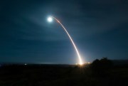 The launch of an unarmed Minuteman III intercontinental ballistic missile during a developmental test at Vandenberg Air Force Base, Calif., Feb. 5, 2020 (Photo by Senior Airman Clayton Wear for U.S. Air Force via AP Images).