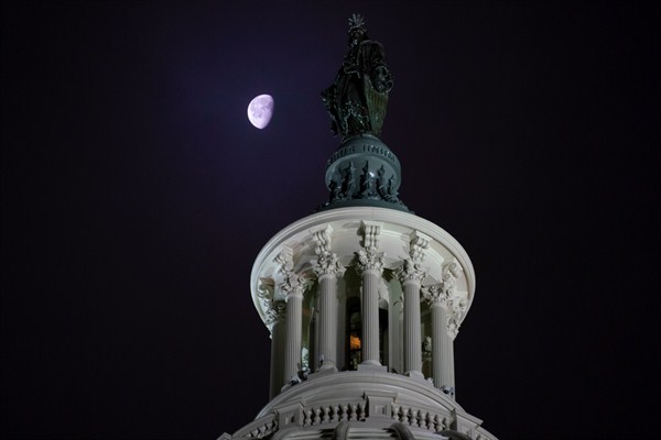The Statue of Freedom on top of the Capitol Dome in Washington, Jan. 15, 2020 (AP photo by J. Scott Applewhite).