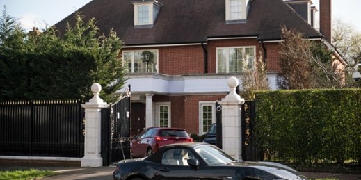 A property in Hampstead, north London, which is the home of Kazakh national Nurali Aliyev and is the subject of an Unexplained Wealth Order, March 12, 2020 (Photo by Ben Cawthra for Sipa via AP Images).