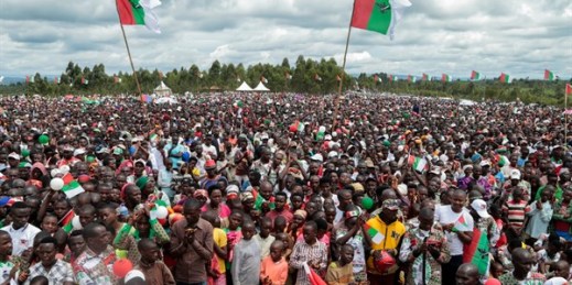 Supporters of the ruling party gather for the start of the election campaign, Bugendana, Burundi (AP photo by Berthier Mugiraneza).
