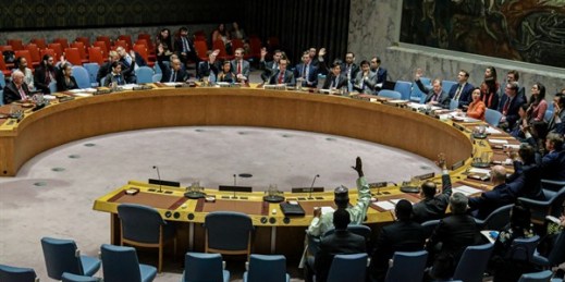 United Nations Security Council members, except Russia and China, raise hands in a vote supporting Yemen-related sanctions, at U.N. headquarters, Feb. 25, 2020 (AP photo by Bebeto Matthews).