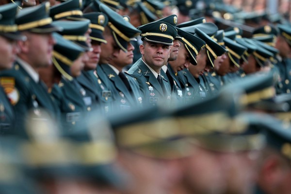 Army officials attend a military ceremony in Bogota, Colombia, Nov. 16, 2019 (AP photo by Fernando Vergara).