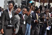 Liberian journalists during the inauguration of then-President Ellen Johnson Sirleaf, Monrovia, Liberia, Jan. 26, 2012 (photo courtesy of Clair MacDougall).