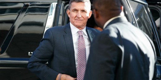 President Donald Trump's former national security adviser, Michael Flynn, arrives at federal court in Washington, Dec. 18, 2018 (AP photo by Carolyn Kaster).