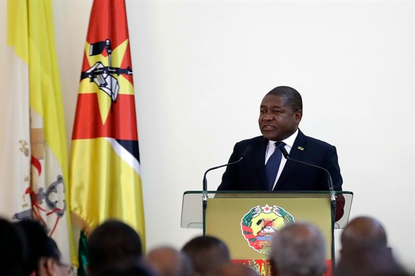 Mozambique’s president, Filipe Nyusi, at the Ponta Vermelha Palace in Maputo, Mozambique, Sept. 5, 2019 (AP photo by Alessandra Tarantino).