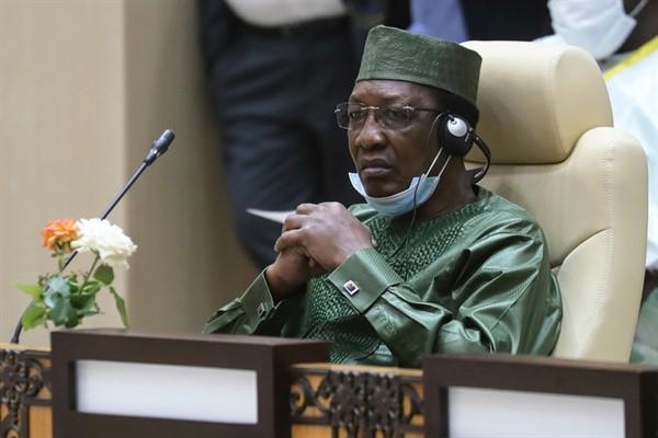 Chad President Idriss Deby takes part in a working session during the G5 Sahel summit, June 30, 2020, in Nouakchott, Mauritania (AFP pool photo by Ludovic Marin via AP Images).