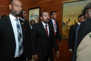 Ethiopian Prime Minister Abiy Ahmed, center, arrives for the opening session of the 33rd African Union Summit in Addis Ababa, Ethiopia, Feb. 9, 2020 (AP photo).