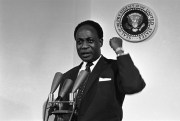 Kwame Nkrumah, the first president and prime minister of Ghana, during a press conference at the White House, in Washington, March 8, 1961 (AP photo).