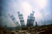 The remains of the World Trade Center following the terrorist attack in New York, Sept. 11, 2001 (AP photo by Alexandre Fuchs).