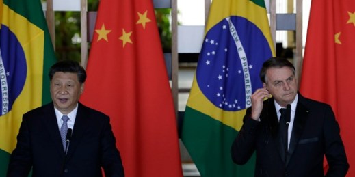 Brazilian President Jair Bolsonaro and his Chinese counterpart, Xi Jinping, deliver statements at the 11th BRICS Summit, in Brasilia, Brazil, Nov. 13, 2019 (AP photo by Eraldo Peres).