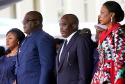 Congolese President Felix Tshisekedi, second left, his wife Denise Nyekeru, and outgoing President Joseph Kabila and his wife, Olive Lembe di Sita, during the inauguration ceremony in Kinshasa, Jan. 24, 2019 (AP photo by Jerome Delay).