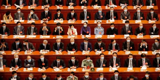 Delegates wait for the start of the opening session of the Chinese People’s Political Consultative Conference at the Great Hall of the People in Beijing, May 21, 2020 (AP photo by Andy Wong).