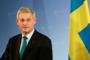 Sweden’s then-foreign minister, Carl Bildt, at a press briefing in Berlin, Germany, Jan. 8, 2014 (AP photo by Markus Schreiber).