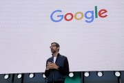Google CEO Sundar Pichai at the Google I/O conference, in Mountain View, Calif., May 17, 2017 (AP photo by Eric Risberg).
