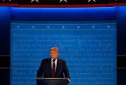 President Donald Trump during the first presidential debate in Cleveland, Ohio, Sept. 29, 2020 (AP photo by Julio Cortez).