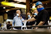 Then-Democratic presidential candidate Joe Biden tours a metal fabricating facility in Dunmore, Pa., July 9, 2020 (AP photo by Matt Slocum).