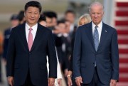 Chinese leader Xi Jinping and then-U.S. Vice President Joe Biden during an arrival ceremony at Andrews Air Force Base, Maryland, Sept. 24, 2015 (AP photo by Carolyn Kaster).