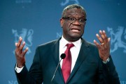 Nobel Peace Prize laureate Denis Mukwege speaks at a news conference in Oslo, Norway, Dec. 11, 2018 (NTB Scanpix photo by Lise Aserud via AP).