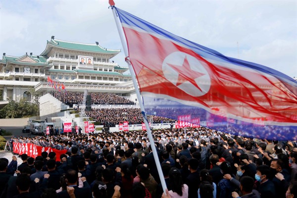 Thousands attend a rally for the 8th Congress of the Workers’ Party of Korea at Kim Il Sung Square in Pyongyang, North Korea, Oct. 12, 2020 (AP photo by Jon Chol Jin).