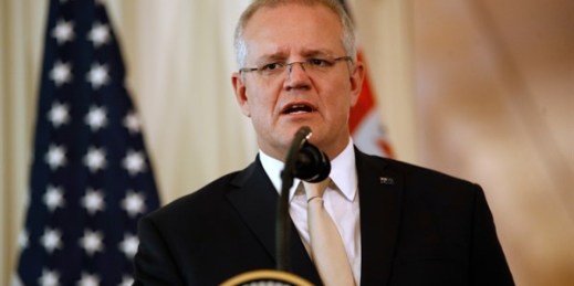 Australian Prime Minister Scott Morrison at a news conference with President Donald Trump at the White House, in Washington, Sept. 20, 2019 (AP photo by Patrick Semansky).