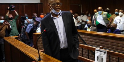 Ace Magashule, secretary general of the African National Congress party, at a bail hearing in Bloemfontein, South Africa, Nov. 13, 2020 (AP photo).