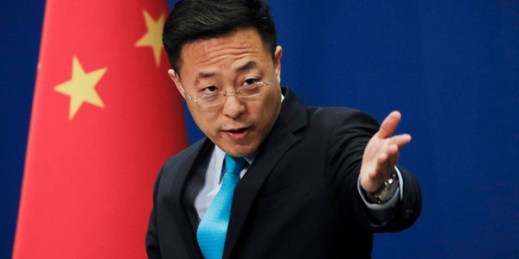 Chinese Foreign Ministry spokesman Zhao Lijian during a briefing at the Ministry of Foreign Affairs in Beijing, Feb. 24, 2020 (AP photo by Andy Wong).