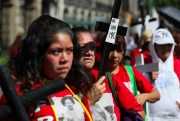 Women participate in a "Day Without Women" strike for International Women’s Day at Mexico City’s main square, the Zocalo, March 9, 2020 (AP photo by Fernando Llano).