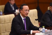Kairat Abdrakhmanov, then serving as Kazakhstan’s foreign minister, at a meeting in Beijing, April 24, 2018 (pool photo by Madoka Ikegami for Kyodo, via AP Images).