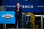 President Trump speaks at Dana Incorporated about the U.S.-Mexico-Canada Agreement on trade, in Warren, Mich.,  Jan. 30, 2020 (AP photo by Evan Vucci).