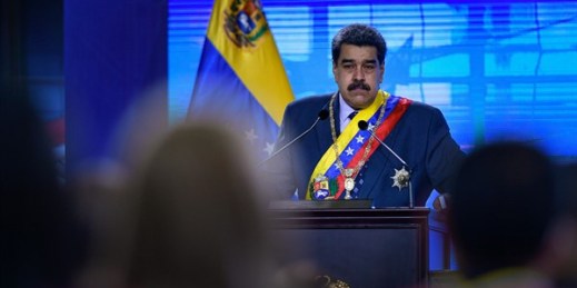Venezuelan President Nicolas Maduro during a ceremony marking the start of the judicial year at the Supreme Court in Caracas, Venezuela, Jan. 22, 2021 (AP photo by Matias Delacroix).