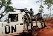 U.N. peacekeepers patrol outside Bria, Central African Republic, May 26, 2017 (AP photo by Cassandra Vinograd).