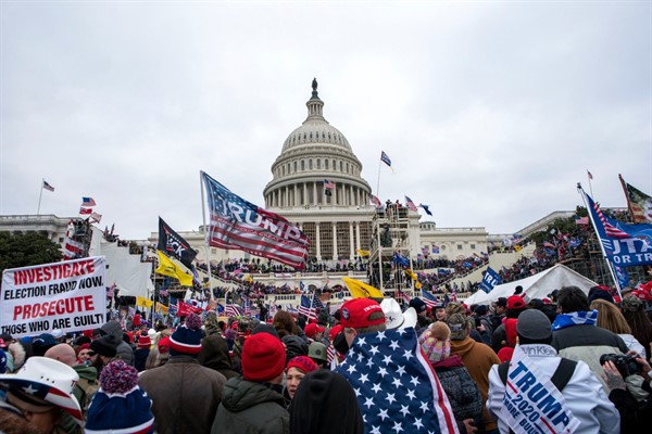 Supporters of President Donald Trump outside the U.S. Capitol in Washington as it was stormed by a pro-Trump mob, Jan. 6, 2021 (AP photo by Jose Luis Magana).