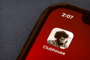 The icon for the social media app Clubhouse is seen on a smartphone screen in Beijing, Feb. 9, 2021 (AP photo by Mark Schiefelbein).