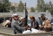 Tribesmen loyal to Houthi rebels in Sanaa, Yemen, Aug. 22, 2020 (AP photo by Hani Mohammed).
