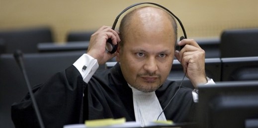 Karim Khan in the courtroom of the Special Court for Sierra Leone in The Hague, the Netherlands, June 4, 2007 (pool photo by Robert Vos via AP Images).