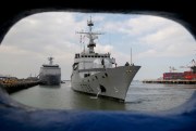 The French Navy ship Vendemiaire during a port call in Manila, Philippines, March 12, 2018 (AP photo by Bullit Marquez).