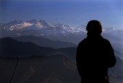 An Indian soldier looks toward the Pir Panjal mountain range from one of their forward posts at the Line of Control between India and Pakistan, Dec. 16, 2020 (AP photo by Channi Anand).