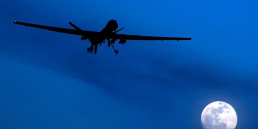 An unmanned U.S. Predator drone flies over Kandahar Air Field, in southern Afghanistan, Jan. 31, 2010 (AP photo by Kirsty Wigglesworth).