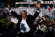 Andres Manuel Lopez Obrador during a presidential campaign rally in Texcoco, Mexico, June 17, 2018 (AP photo by Marco Ugarte).