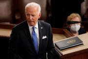 President Joe Biden turns from the podium after speaking to a joint session of Congress in the House Chamber at the U.S. Capitol in Washington, April 28, 2021 (AP photo by Andrew Harnik).