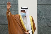 The emir of Kuwait, Sheikh Nawaf al-Ahmad al-Sabah, after being sworn in at the National Assembly in Kuwait, Sept. 30, 2021 (AP Photo by Jaber Abdulkhaleg).