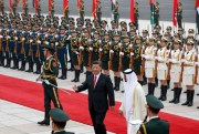 The UAE’s de facto ruler, Mohammed bin Zayed, right, and Chinese President Xi Jinping during a welcome ceremony at the Great Hall of the People in Beijing, July 22, 2019 (AP photo by Andy Wong).