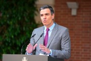 Spanish Prime Minister Pedro Sanchez delivers a statement at the Moncloa Palace in Madrid, June 22, 2021 (AP photo by Paul White).
