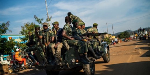 Congolese soldiers patrol the streets of Beni, Congo, July 16, 2019 (AP photo by Jerome Delay).