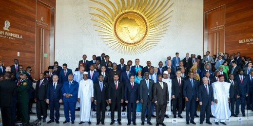African leaders pose for a group photo at the opening session of the 33rd African Union summit in Addis Ababa, Ethiopia, Feb. 9, 2020 (AP photo).